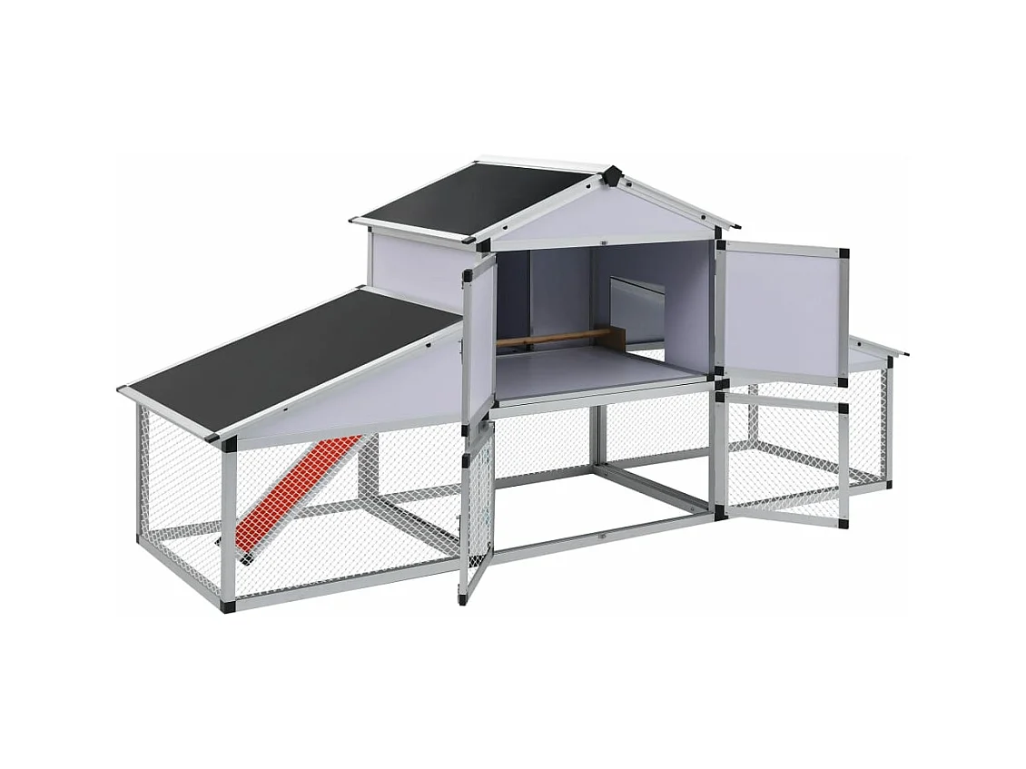 Poulailler avec rampes et nichoir Aluminium