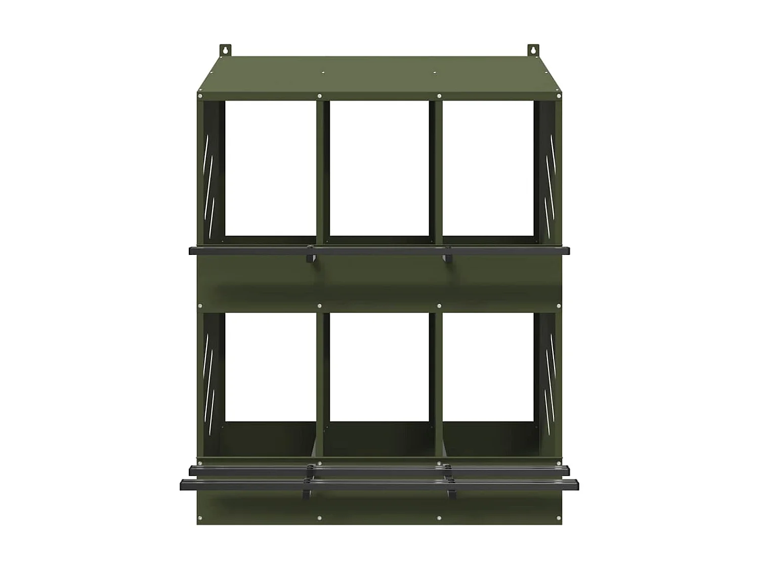 Nichoir à poules avec 6 compartiments vert olive métal