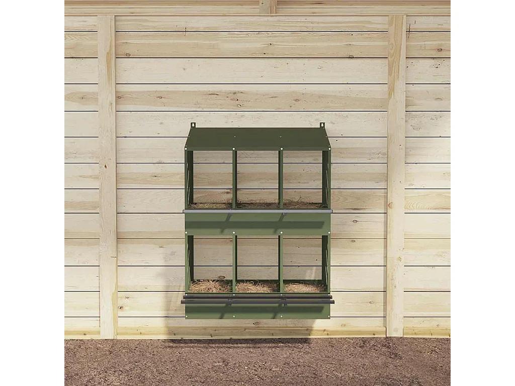 Nichoir à poules avec 6 compartiments vert olive métal