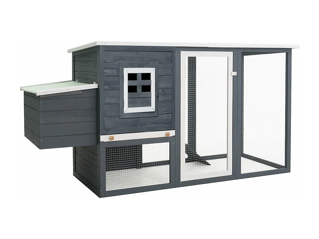 Poulailler d'extérieur avec 1 nichoir Gris Bois