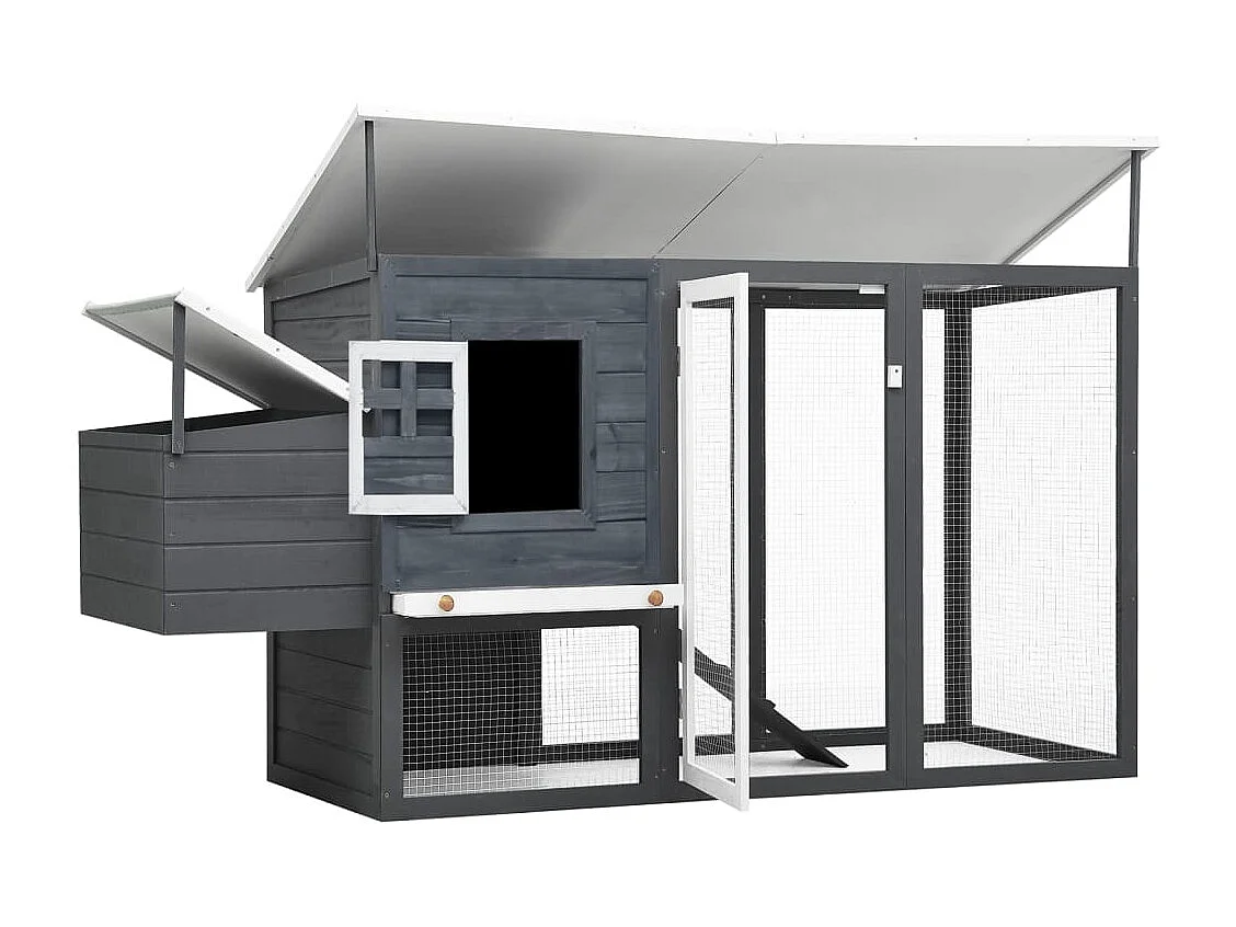 Poulailler d'extérieur avec 1 nichoir Gris Bois