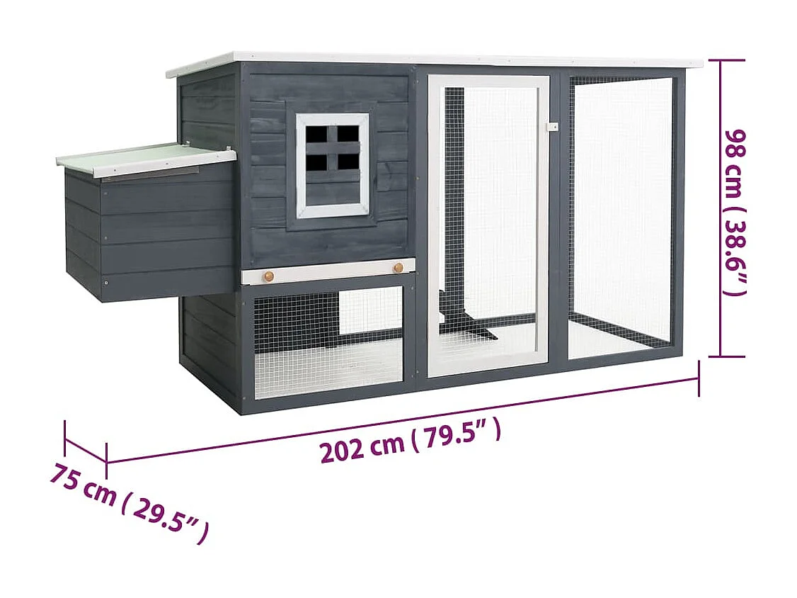 Poulailler d'extérieur avec 1 nichoir Gris Bois