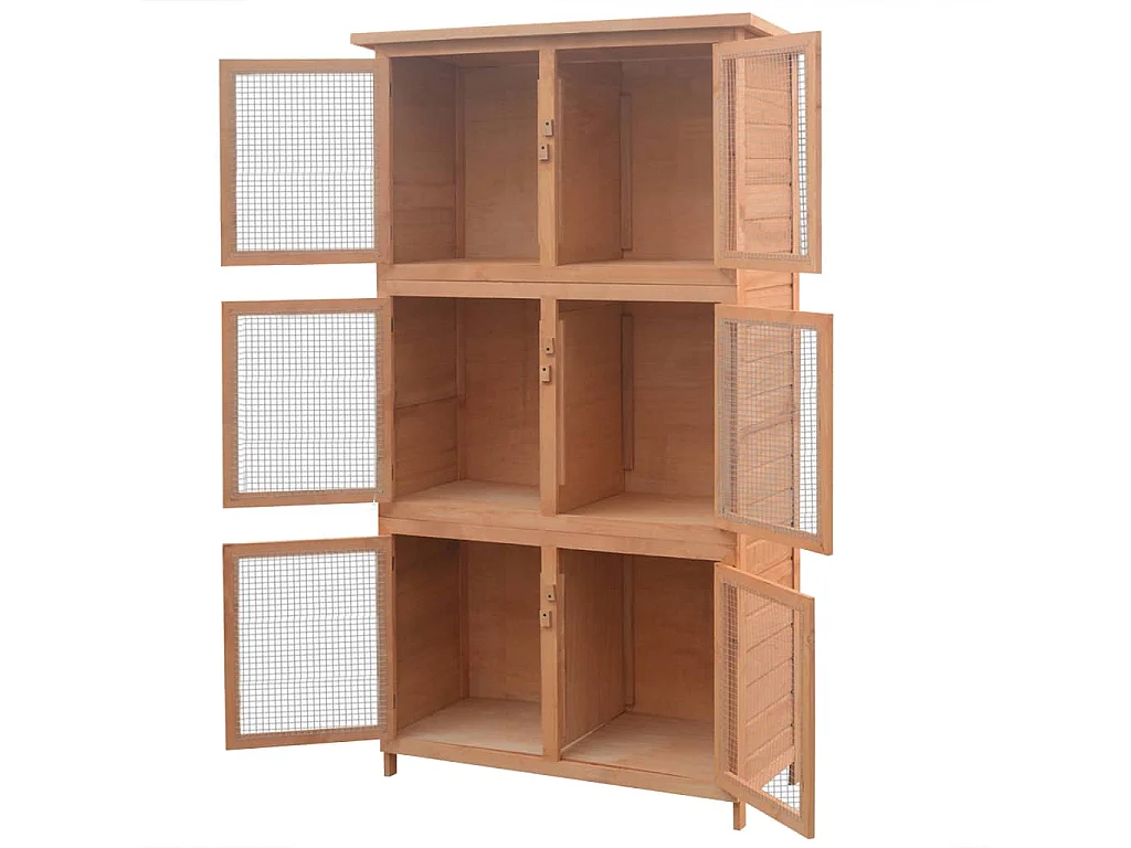 Dierenkooi 6 compartimenten Hout