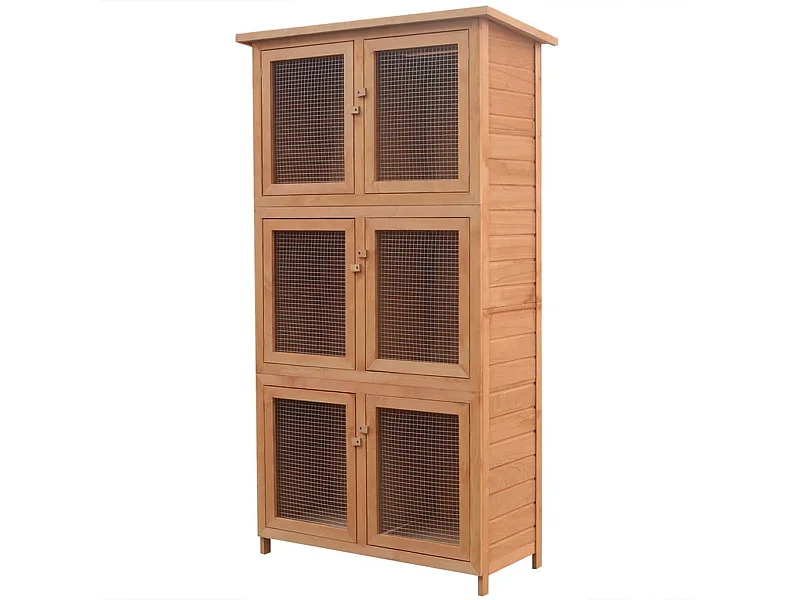 Cage pour animaux 6 compartiments Bois