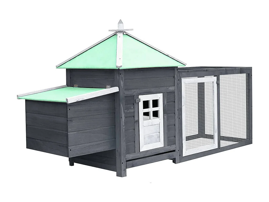 Gallinero con caja nido Gris 190x72x102 cm Madera maciza de abeto