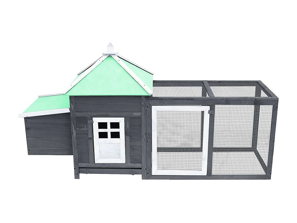 Gallinero con caja nido Gris 190x72x102 cm Madera maciza de abeto