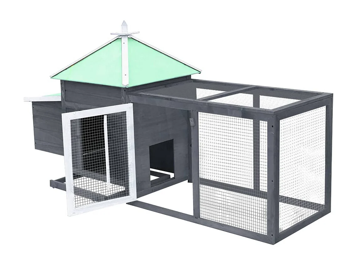 Gallinero con caja nido Gris 190x72x102 cm Madera maciza de abeto