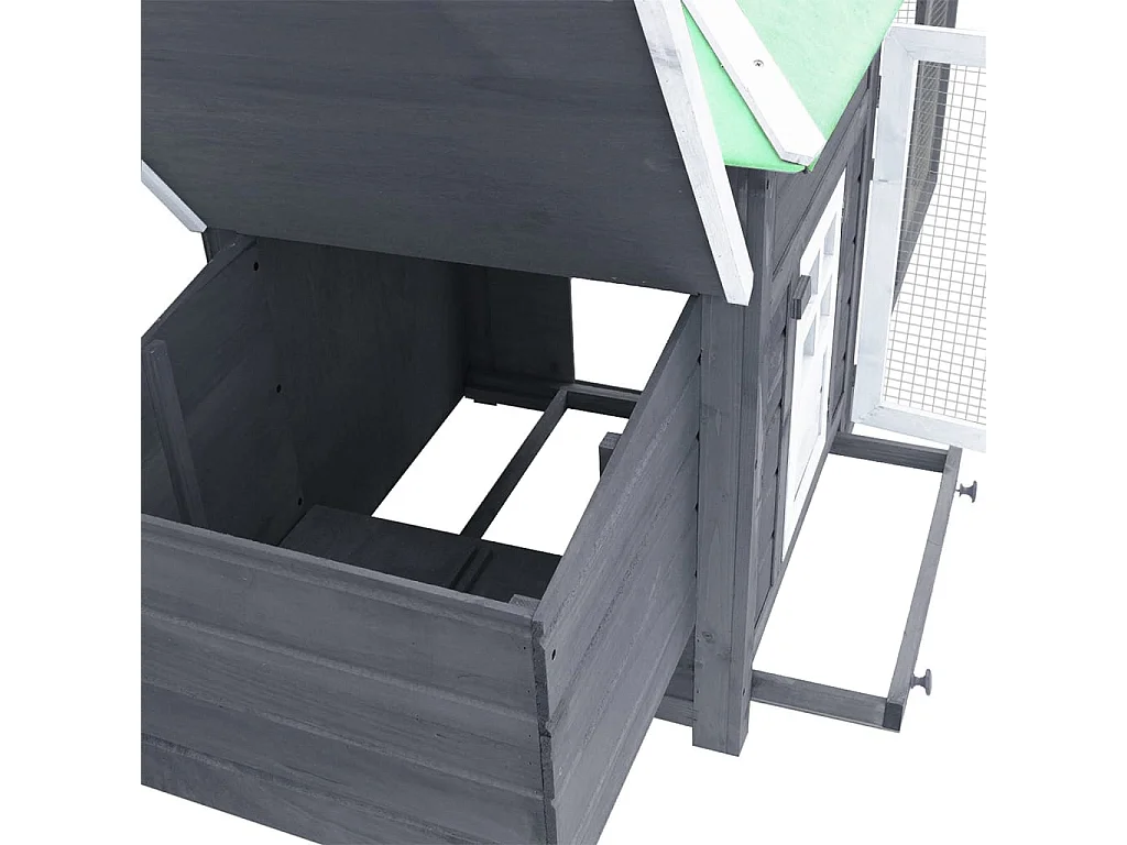 Poulailler avec nichoir Gris 190x72x102 cm Bois de sapin massif