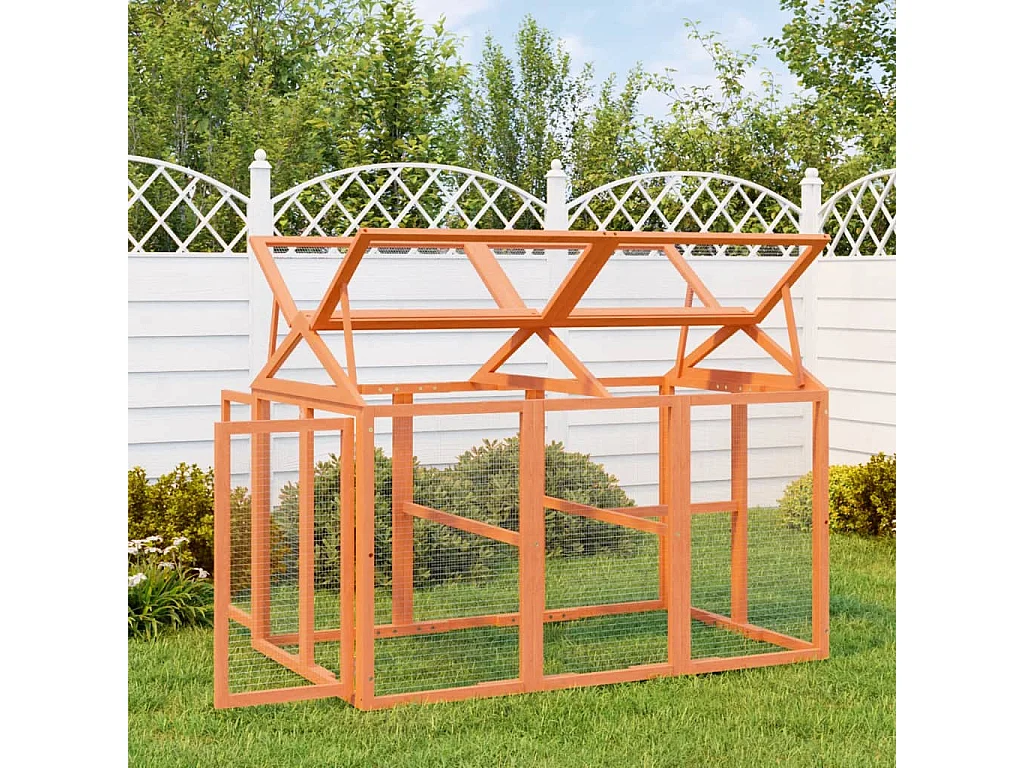 Enclos animaux marron 141x94x104 cm bois massif de pin