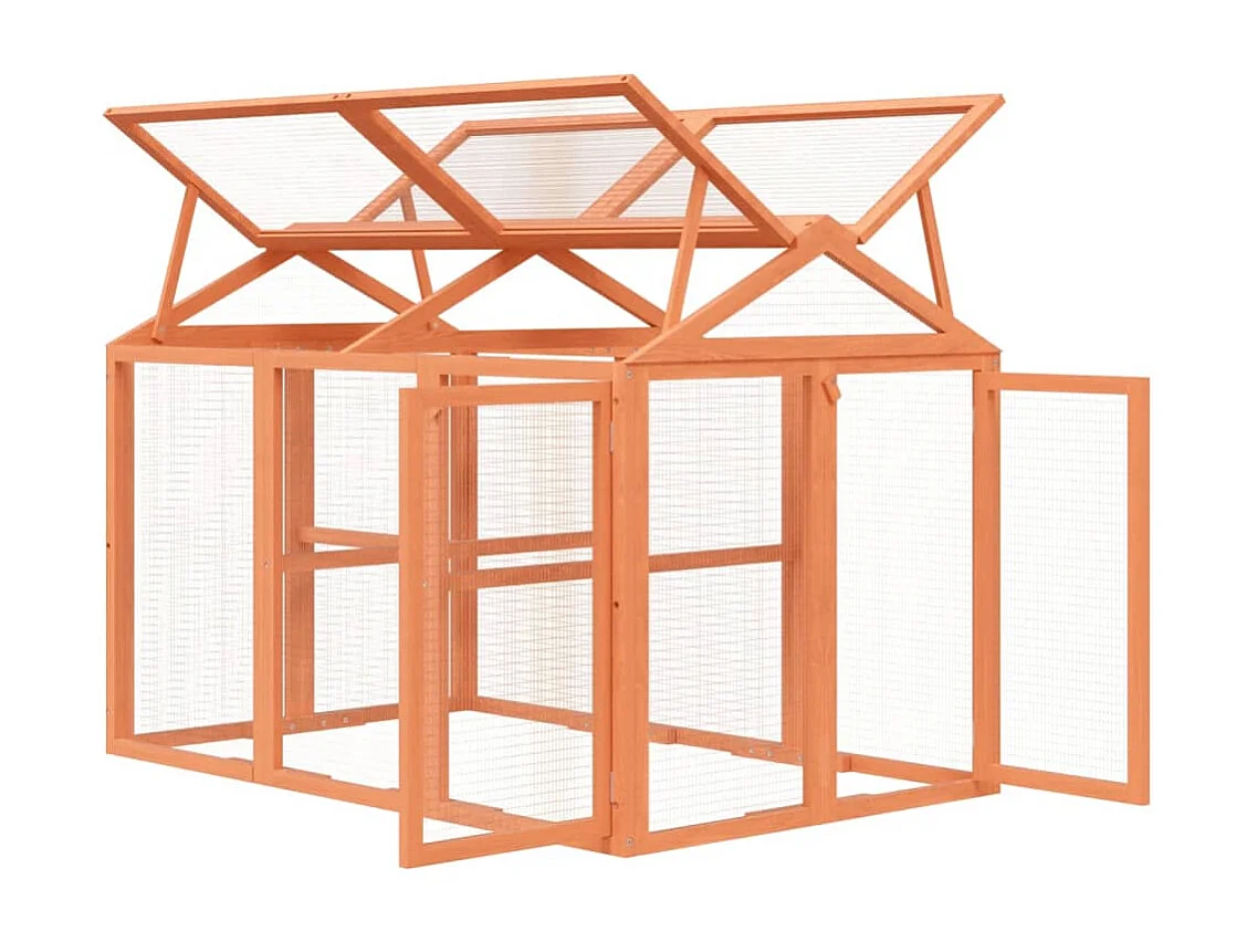 Enclos animaux marron 141x94x104 cm bois massif de pin