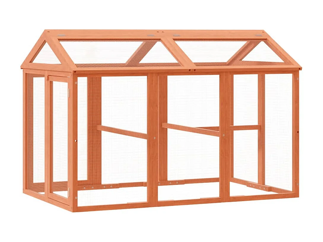 Enclos animaux marron 141x94x104 cm bois massif de pin