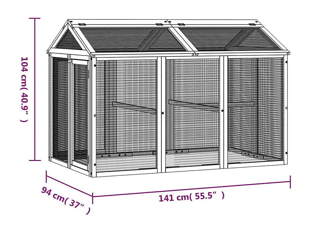 Enclos animaux marron 141x94x104 cm bois massif de pin