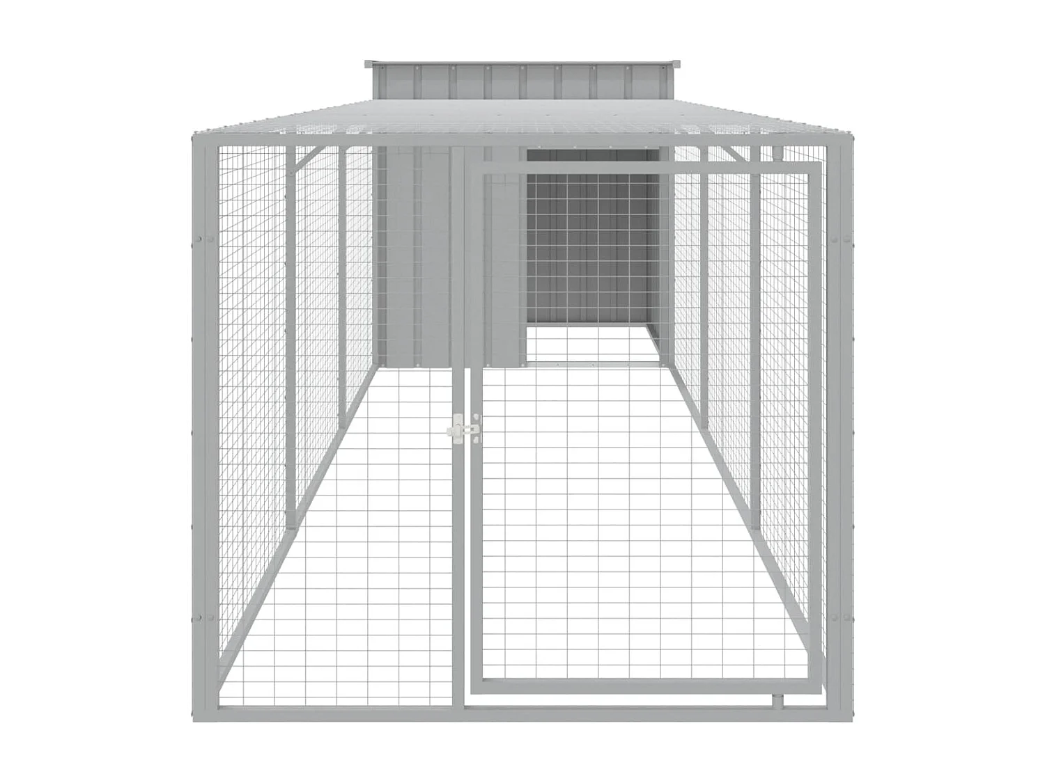 Gallinero con patio gris claro 110x405x110 cm acero galvanizado