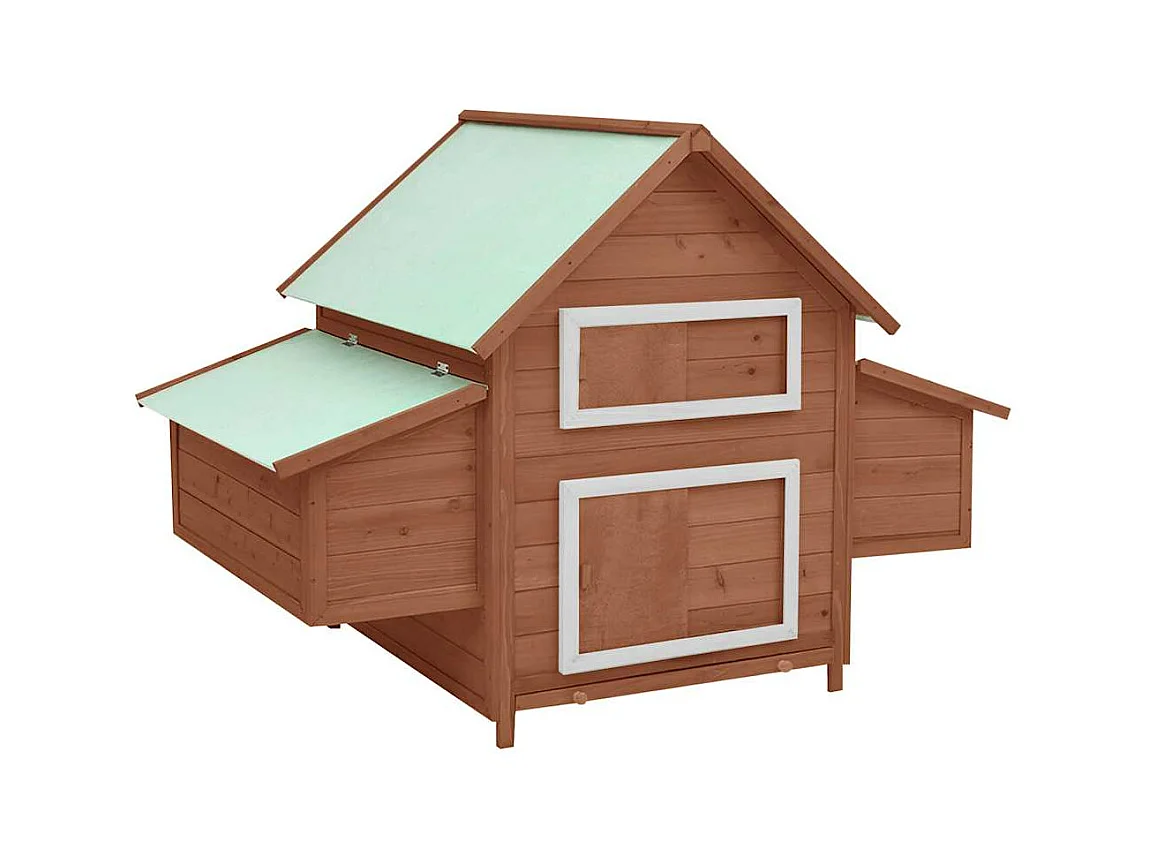 Poulailler Moka et blanc 150x96x110 cm Bois de sapin massif