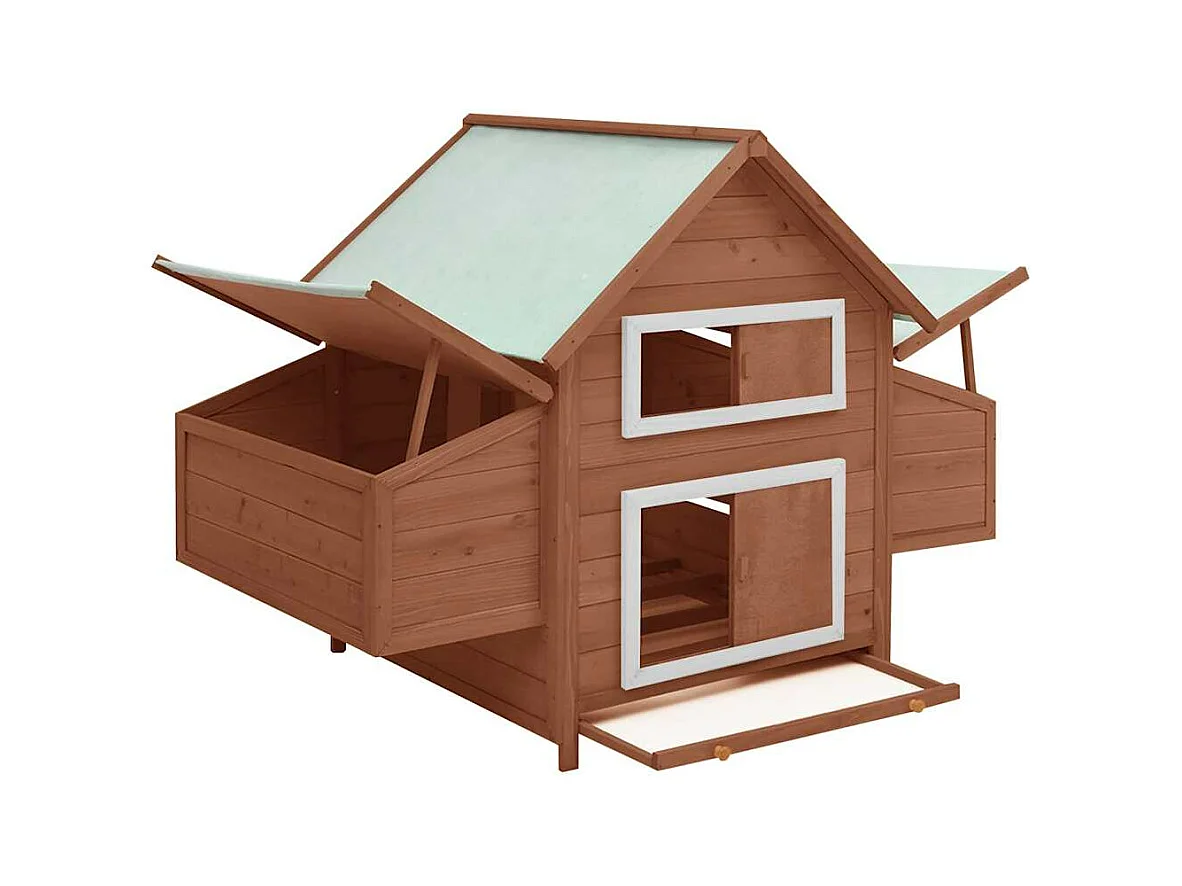 Poulailler Moka et blanc 150x96x110 cm Bois de sapin massif