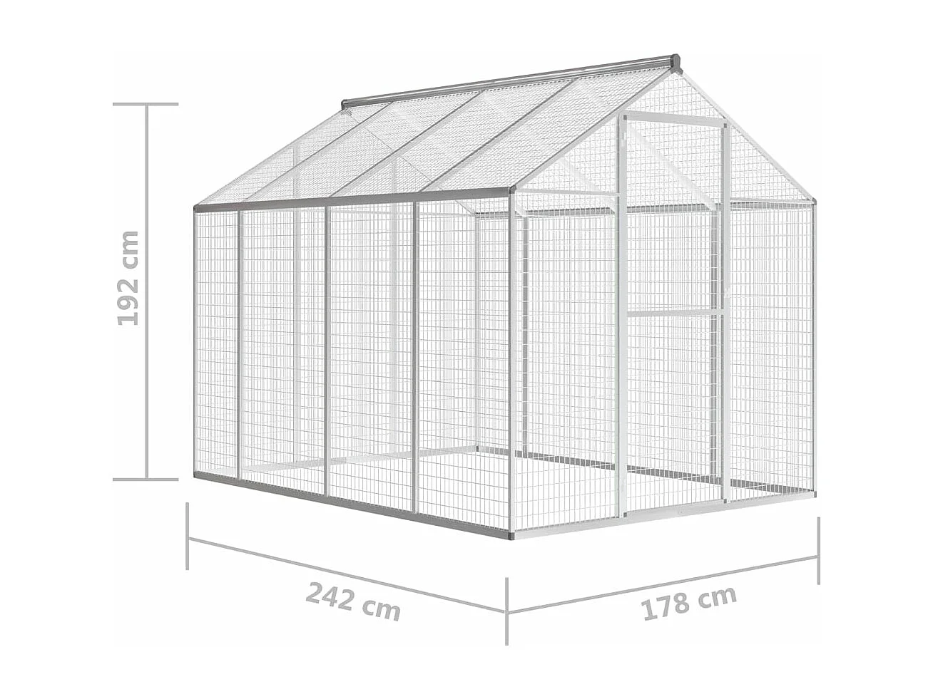 Volière d'extérieur Aluminium 178 x 242 x 192 cm