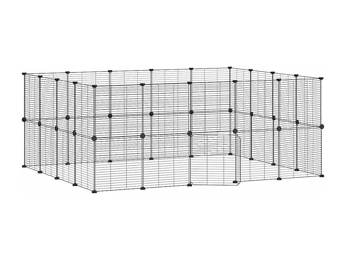Cage animaux de compagnie à 36 panneaux et porte Noir 35x35 cm