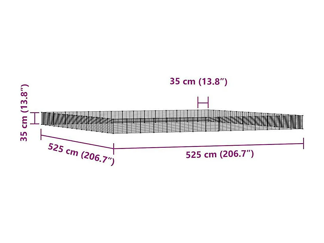 Gabbia per animali domestici da 60 pannelli con porta nera 35x35 cm