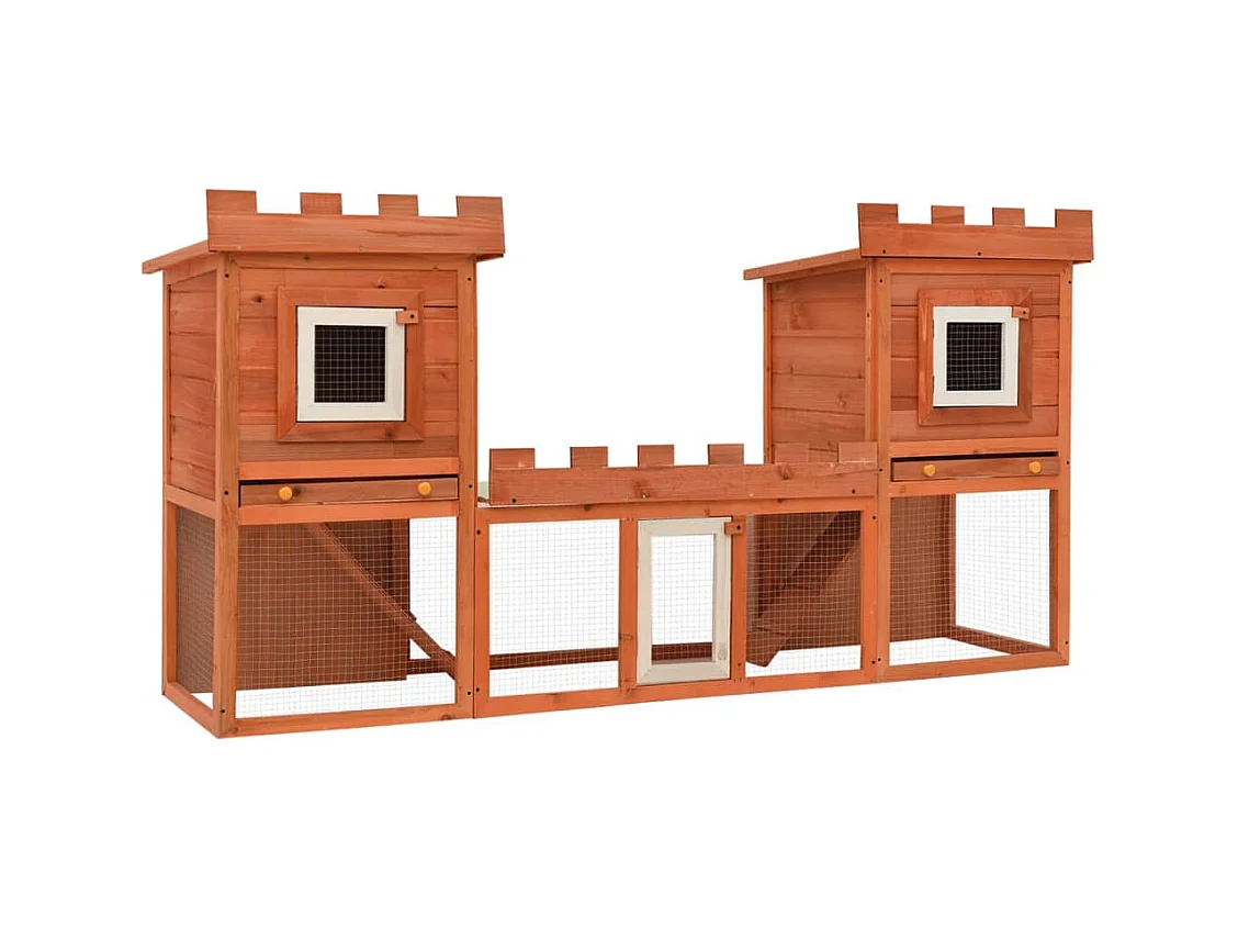 Clapier large d'extérieur avec maison double