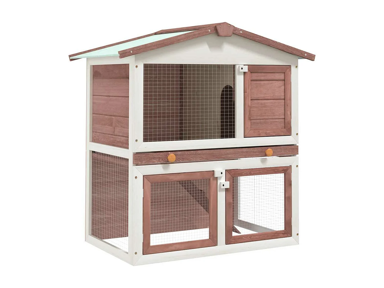 Clapier d'extérieur 3 portes Marron Bois