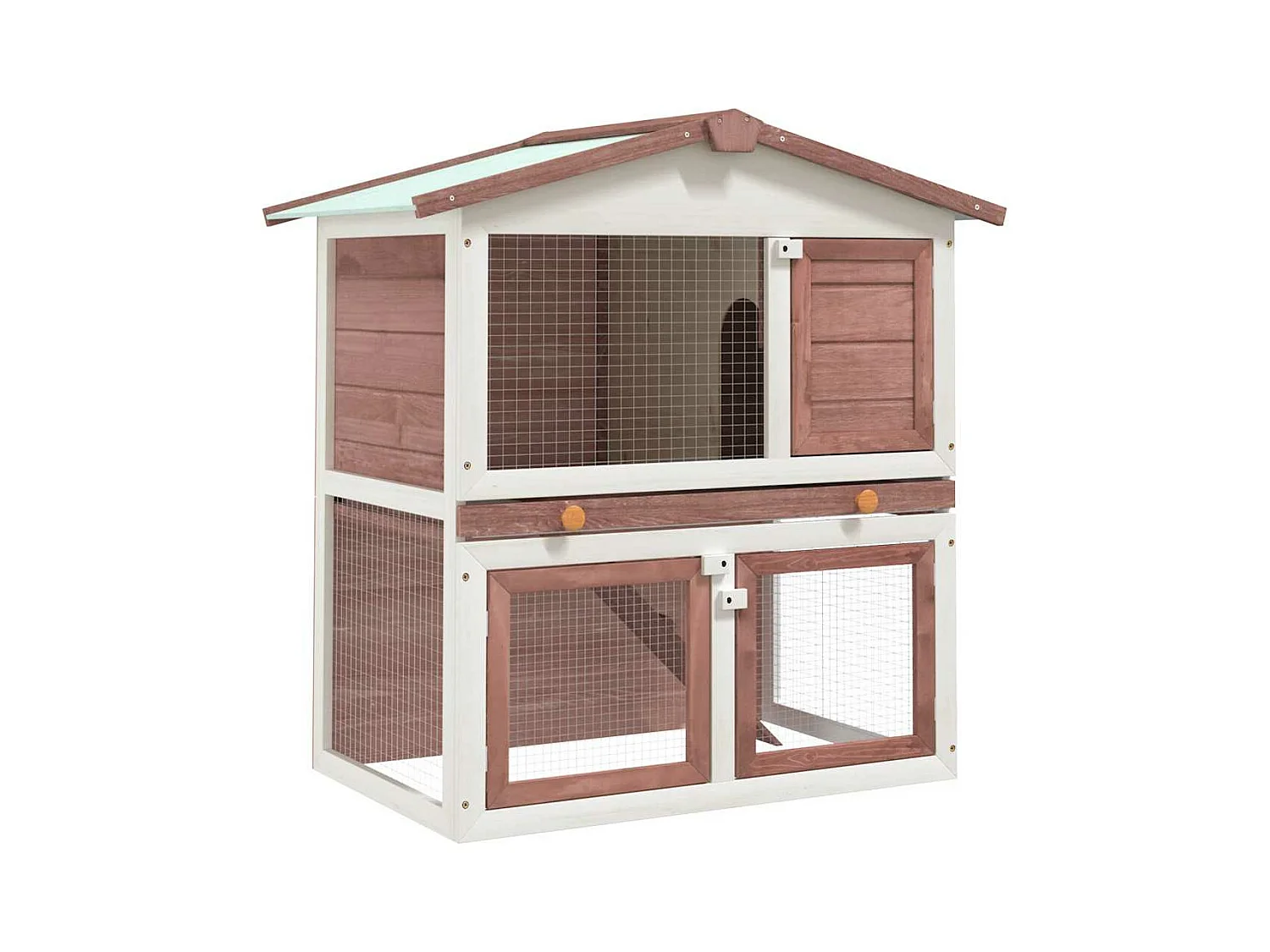 Clapier d'extérieur 3 portes Marron Bois