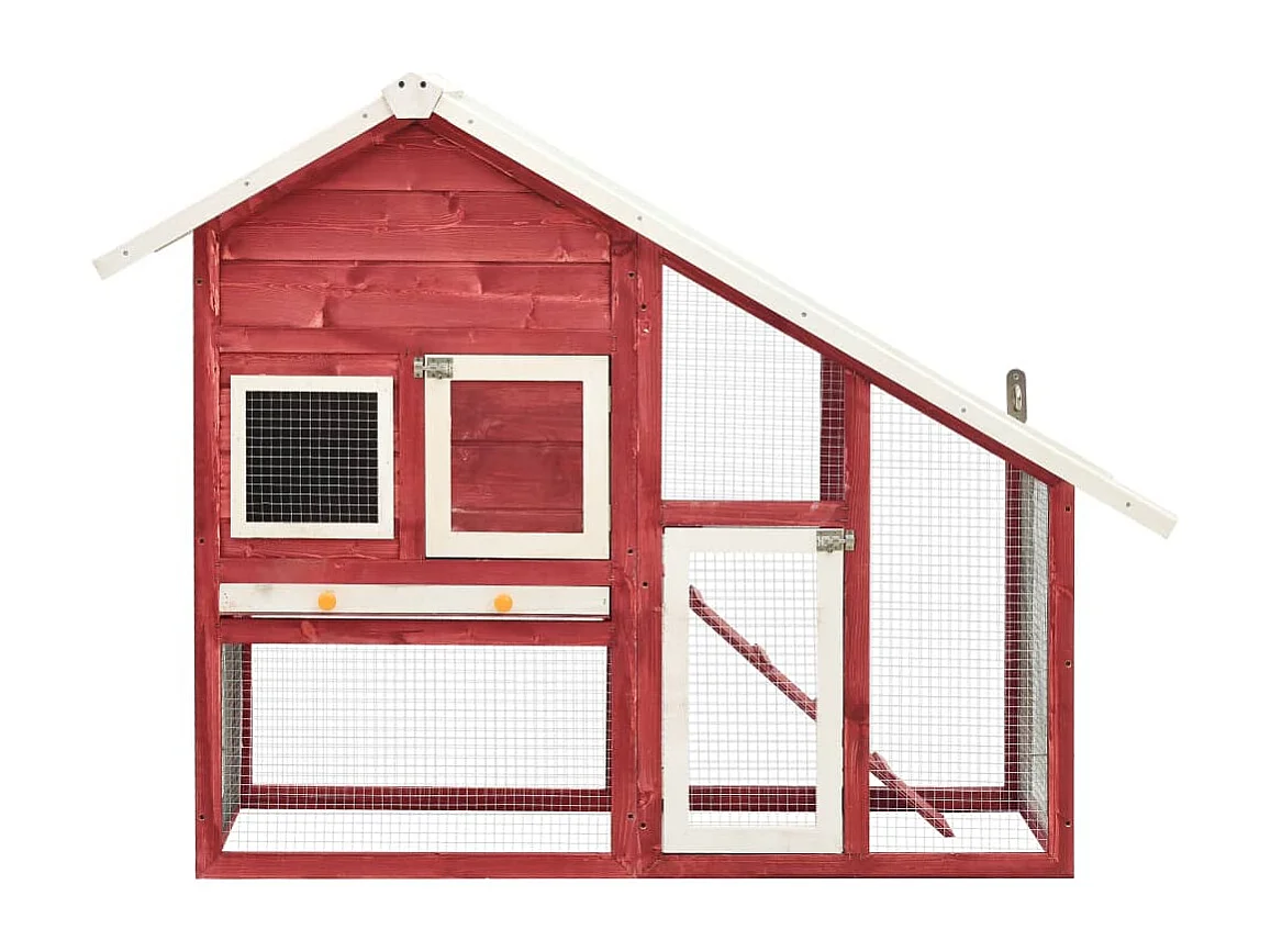 Clapier Rouge et blanc 140x63x120 cm Bois de sapin massif