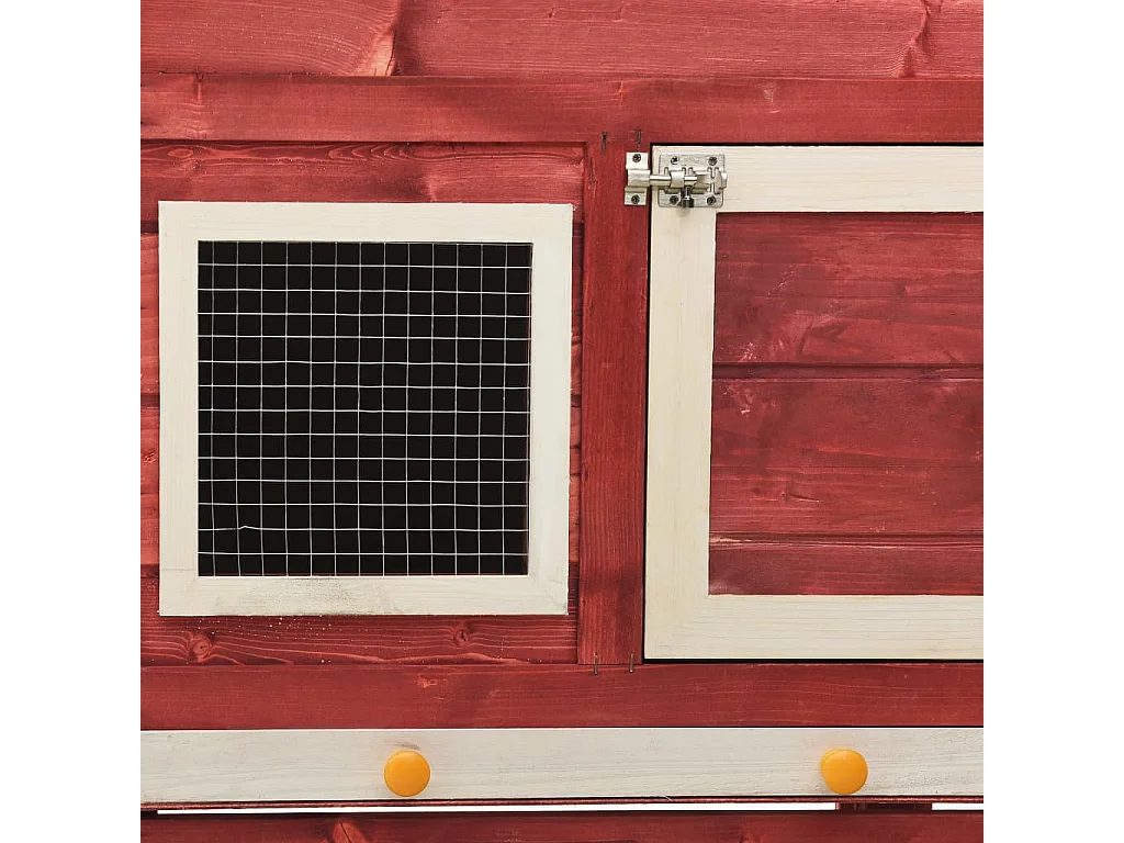 Clapier Rouge et blanc 140x63x120 cm Bois de sapin massif