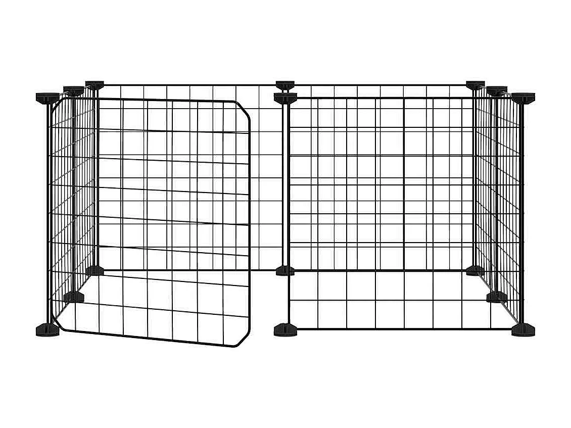 Cage animaux de compagnie à 8 panneaux et porte Noir 35x35 cm