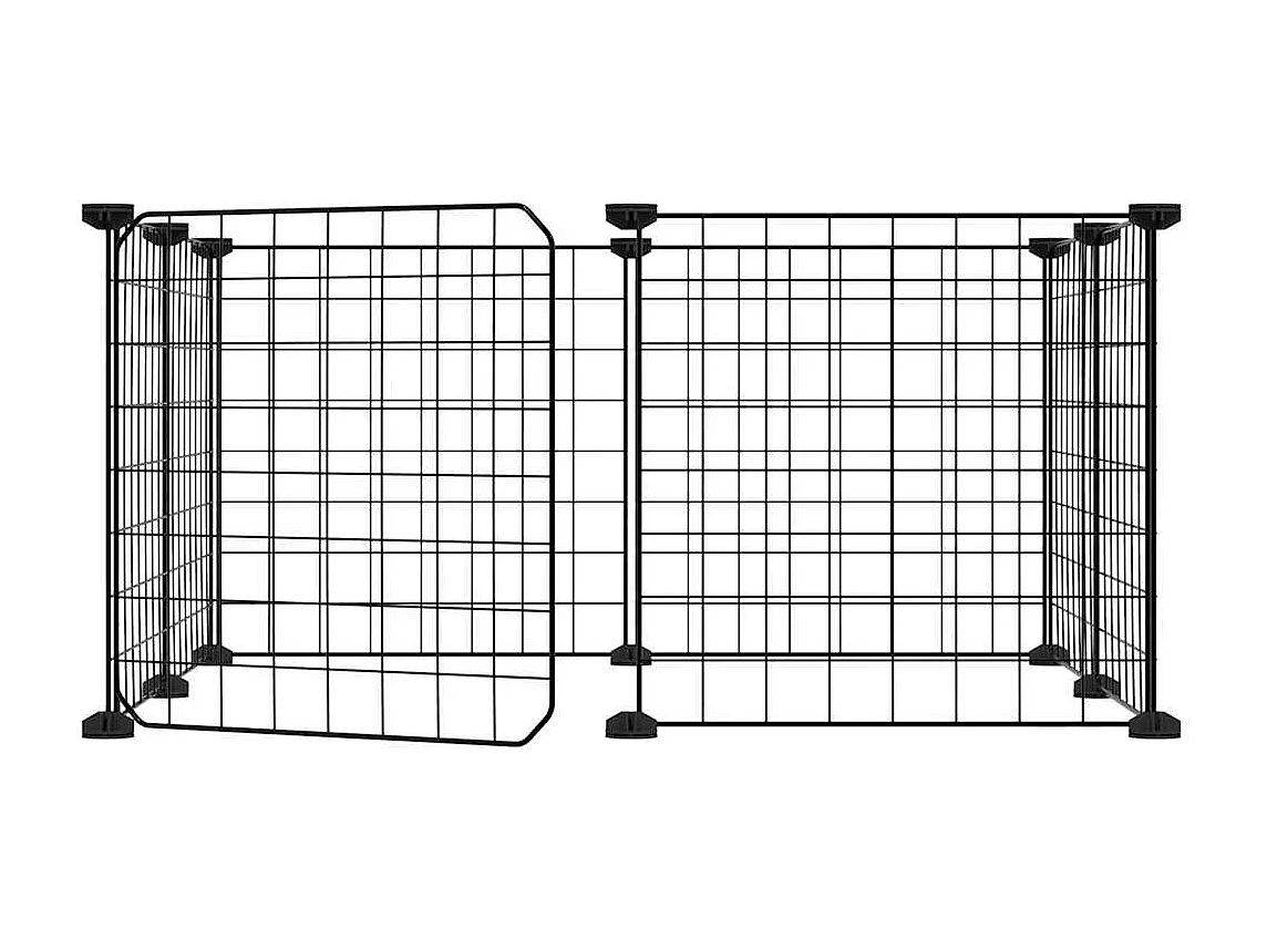 Cage animaux de compagnie à 8 panneaux et porte Noir 35x35 cm