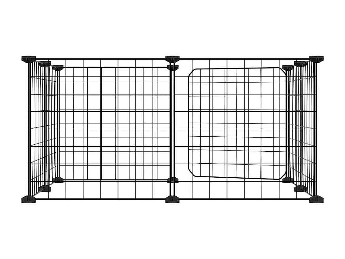 Cage animaux de compagnie à 8 panneaux et porte Noir 35x35 cm