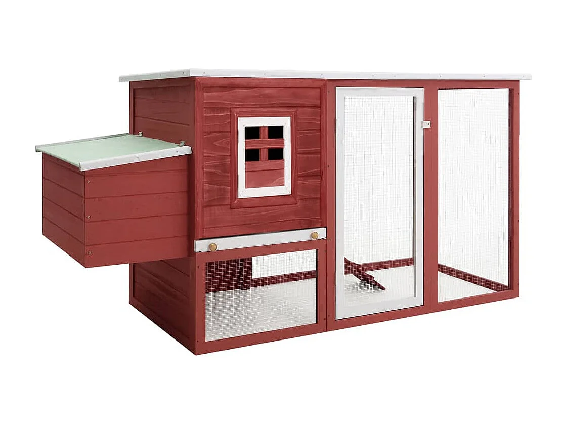 Buiten kippenhok met 1 nestkast Red Wood