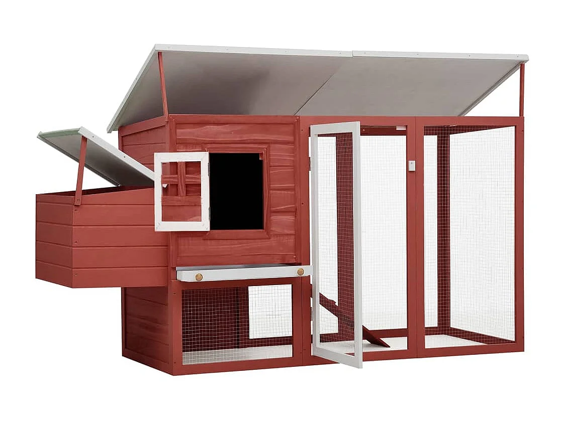 Buiten kippenhok met 1 nestkast Red Wood