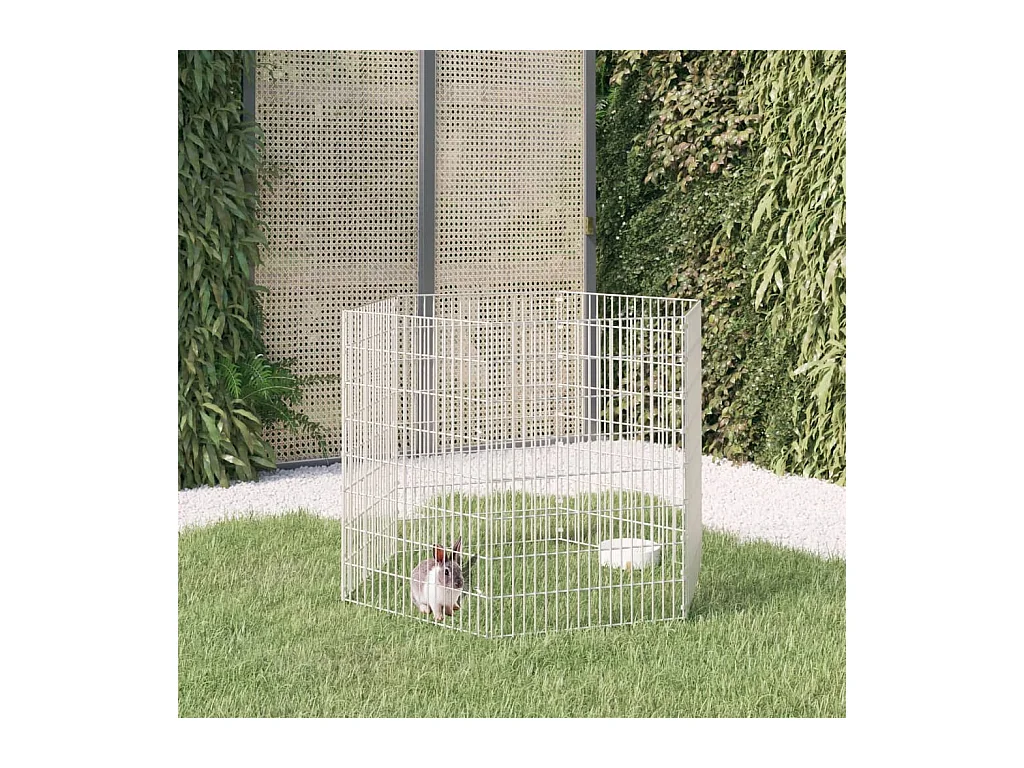 Enclos pour animaux en liberté 6 panneaux 54x80cm fer galvanisé