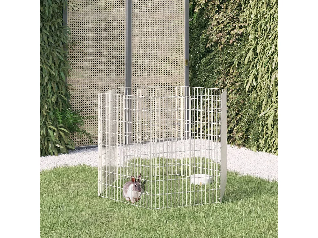 Enclos pour animaux en liberté 6 panneaux 54x80cm fer galvanisé