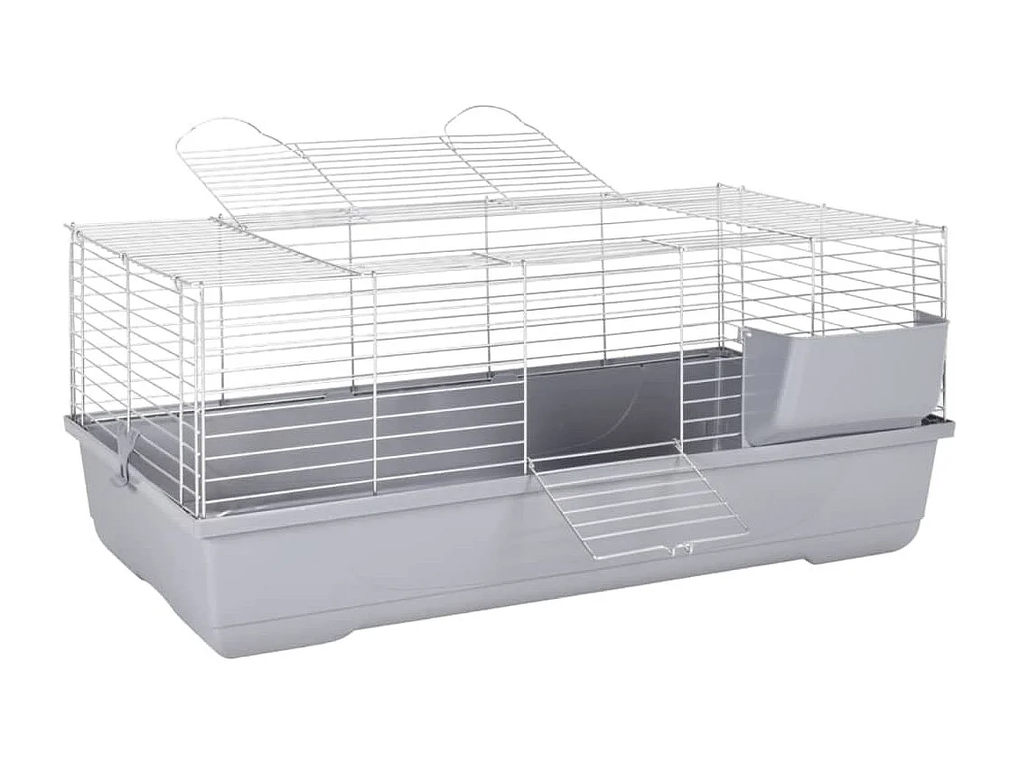 Gaiola para pequenos animais cinza 100x53x46 cm PP e metal