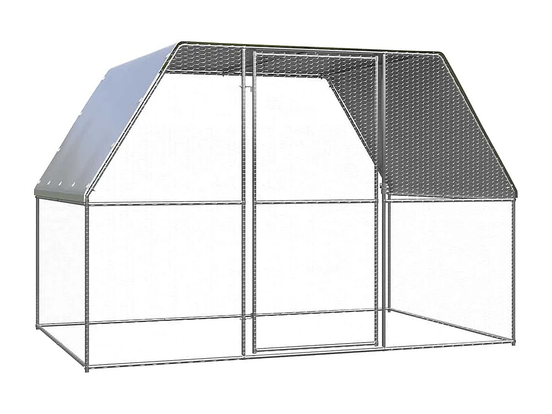 Gallinero de acero galvanizado color plata y gris 3x2x2 m
