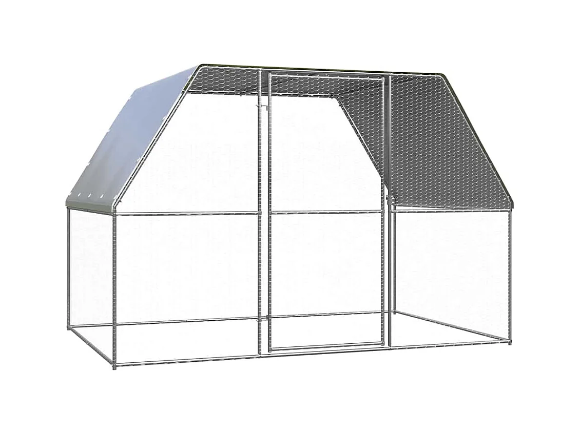 Poulailler argenté et gris 3x2x2 m acier galvanisé