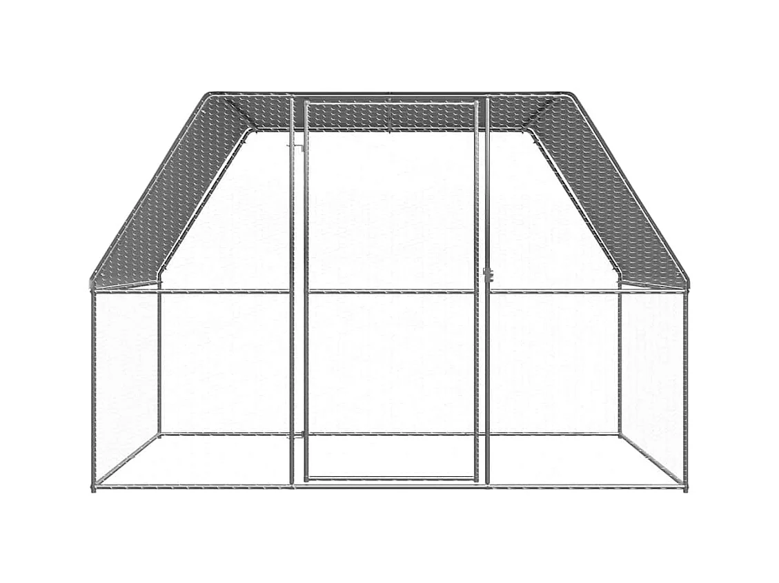 Poulailler argenté et gris 3x2x2 m acier galvanisé
