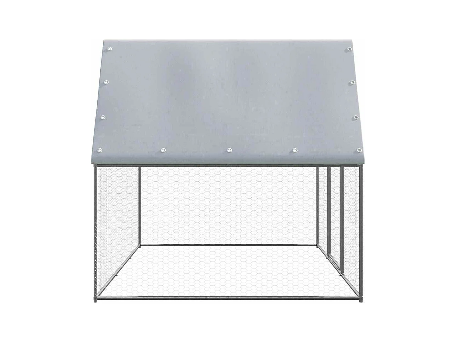 Poulailler argenté et gris 3x2x2 m acier galvanisé