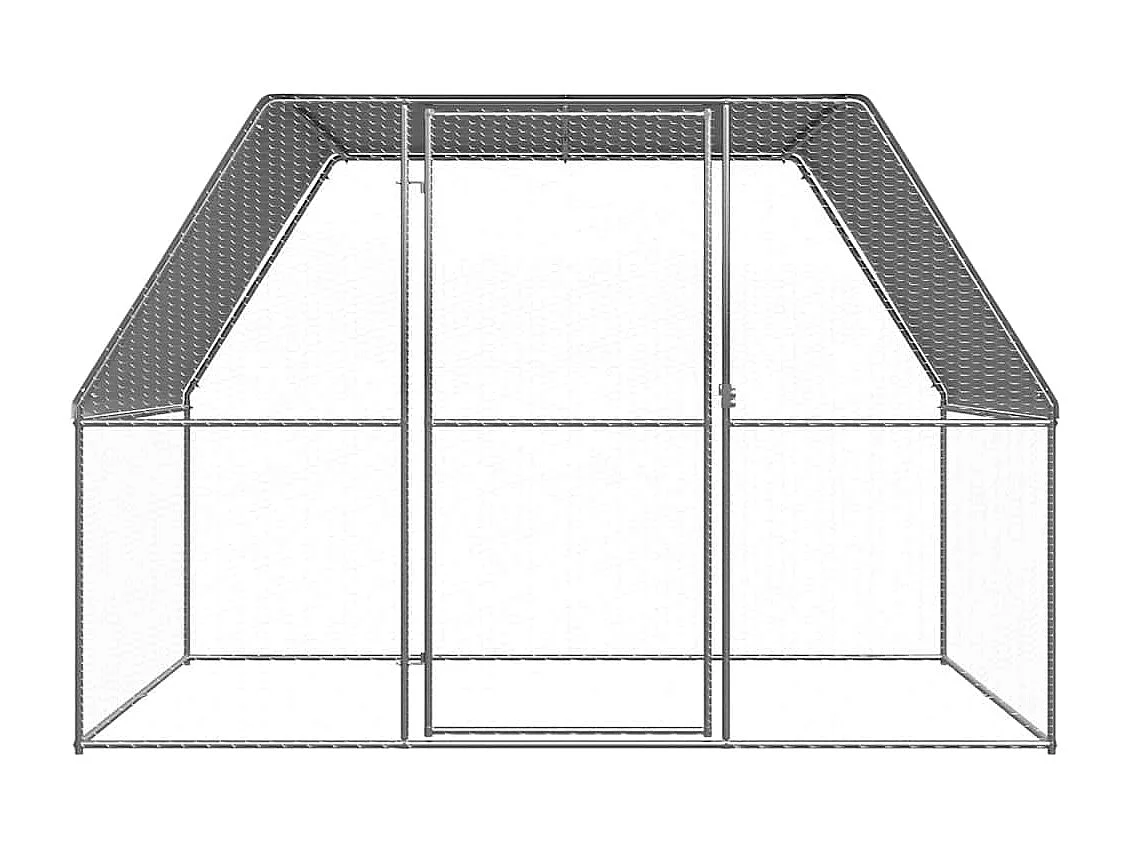 Poulailler argenté et gris 3x2x2 m acier galvanisé