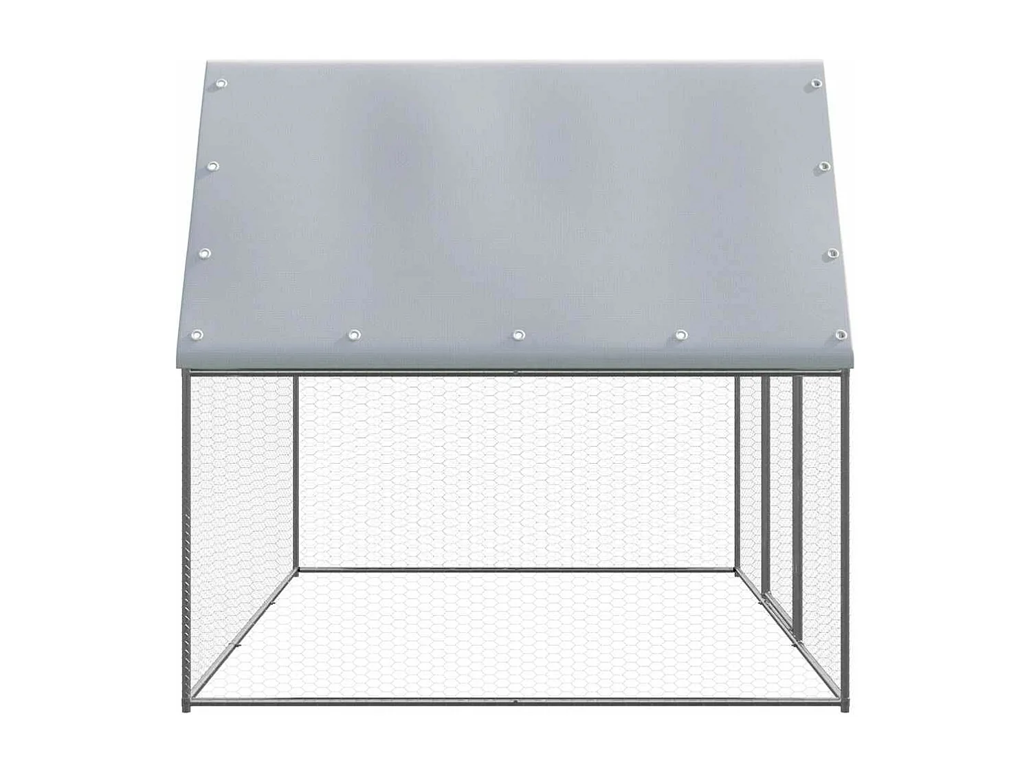 Poulailler argenté et gris 3x2x2 m acier galvanisé