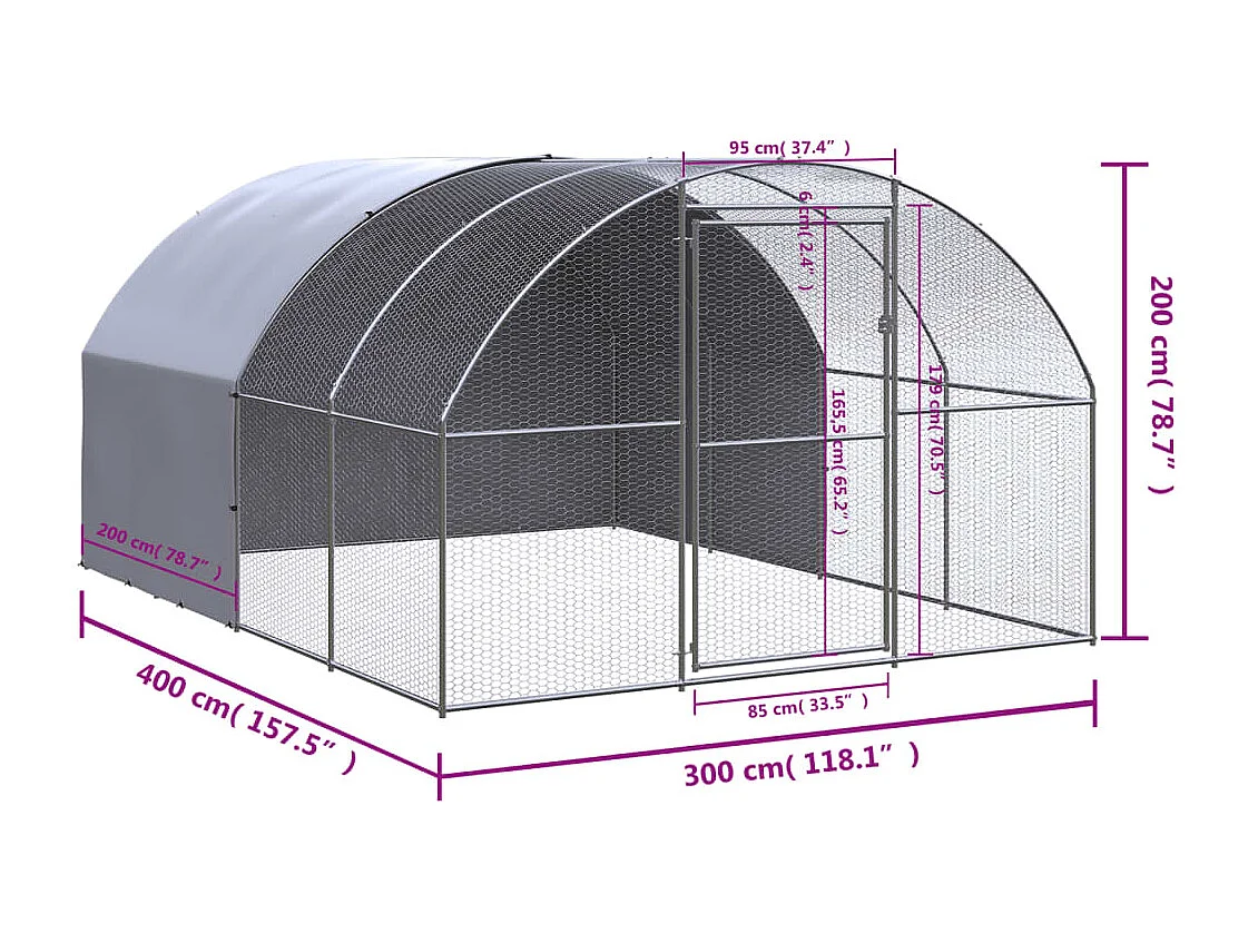Poulailler d'extérieur 3x4x2 m Acier galvanisé