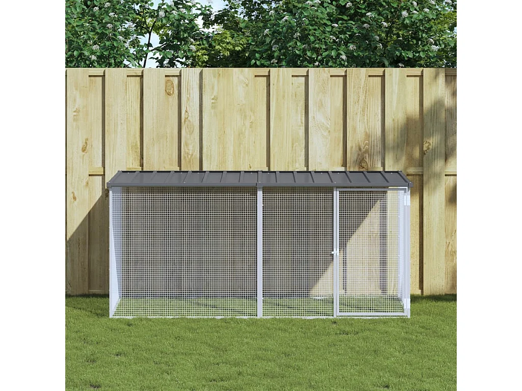 Pollaio con tetto antracite 203x98x90 cm in acciaio zincato