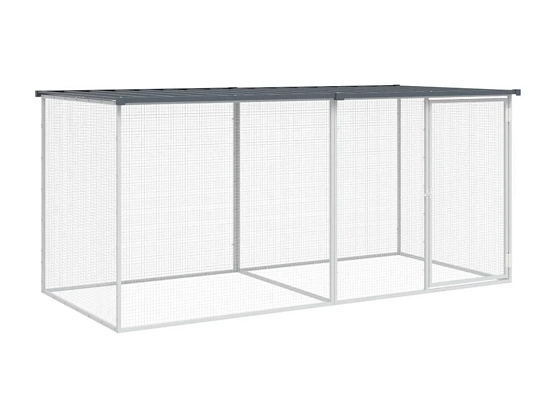 Pollaio con tetto antracite 203x98x90 cm in acciaio zincato