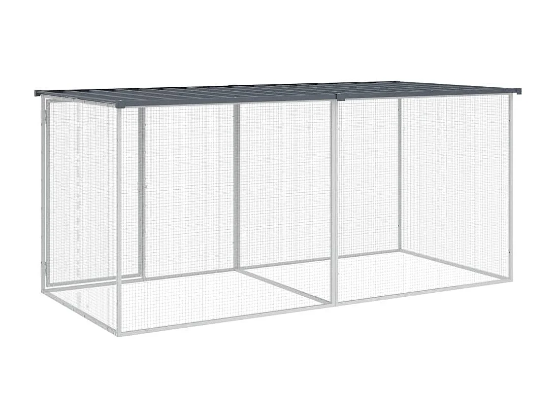 Pollaio con tetto antracite 203x98x90 cm in acciaio zincato