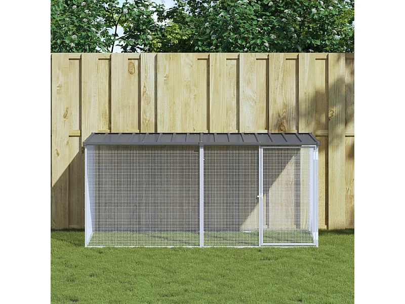 Kippenhok met antraciet dak 203x98x90 cm gegalvaniseerd staal