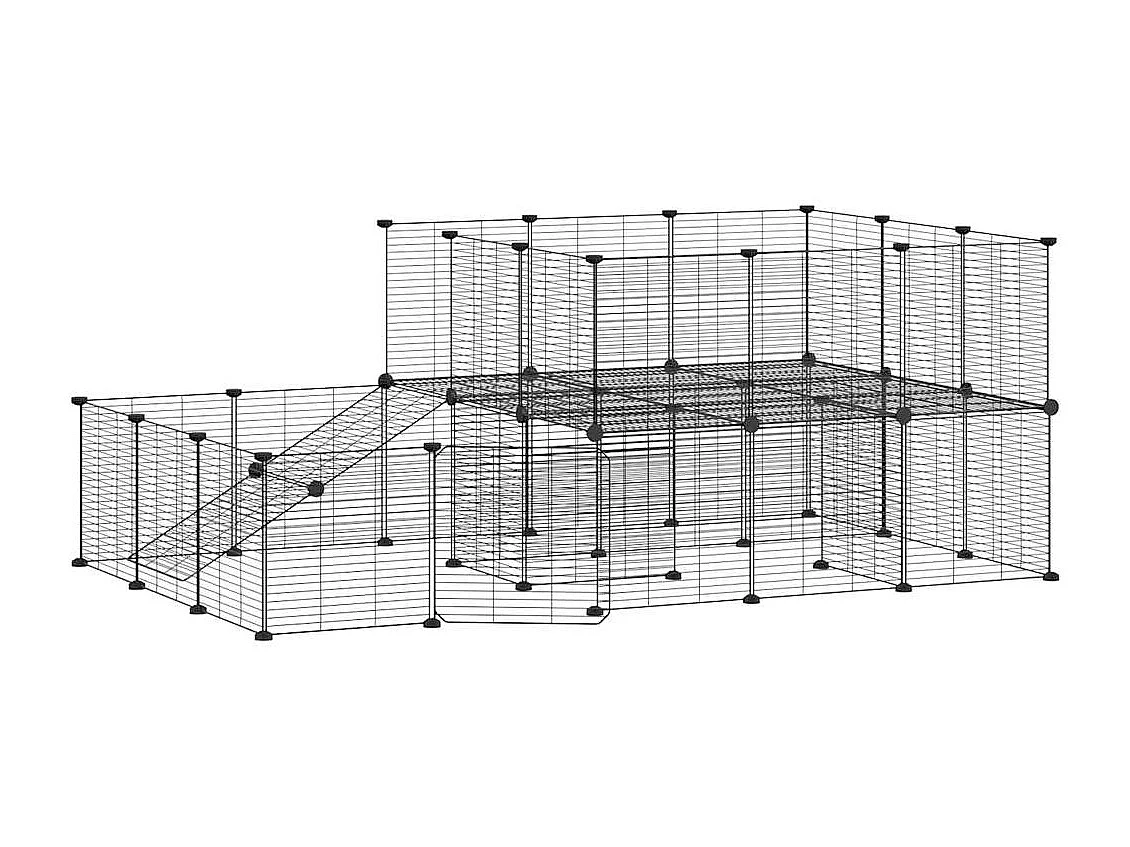 Cage animaux de compagnie à 44 panneaux et porte Noir 35x35 cm