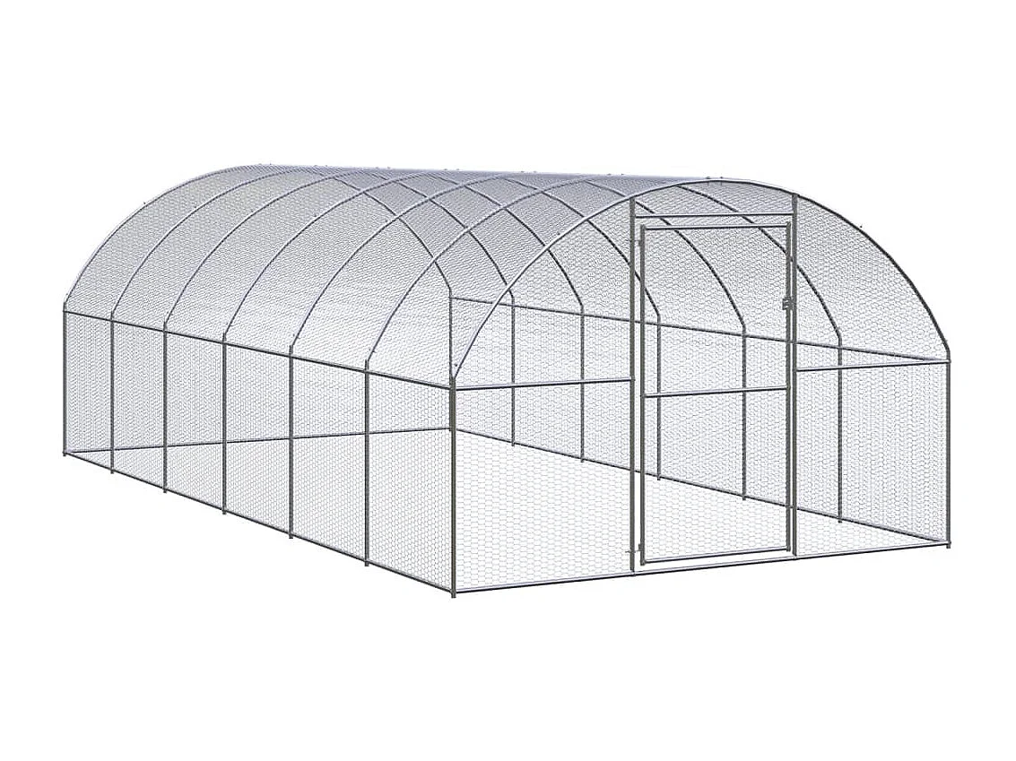 Pollaio da esterno 3x6x2 m Acciaio zincato