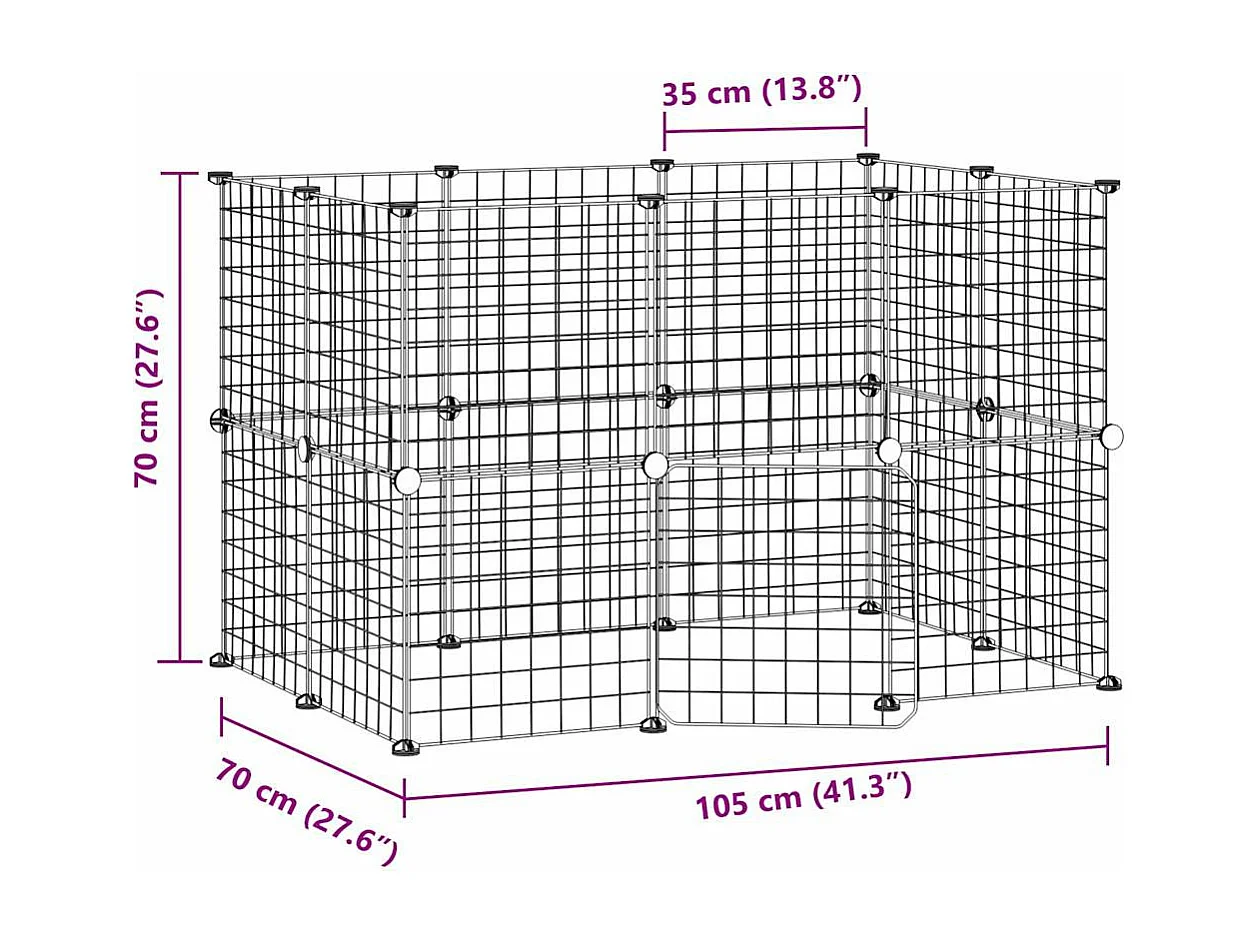 Gaiola para animais de estimação com 20 painéis e porta Preto 35x35 cm