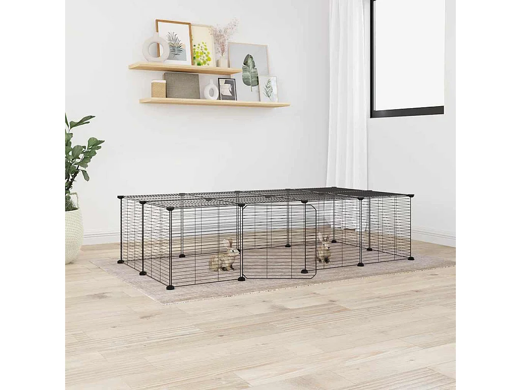 Gabbia per animali domestici con 20 pannelli e porta Nero 35x35 cm